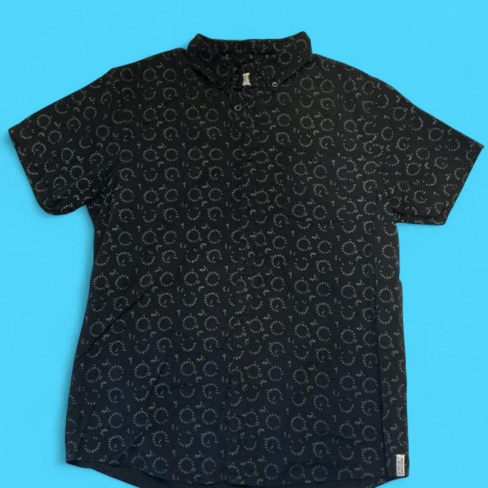 Ezekiel black geometric print button up shirt